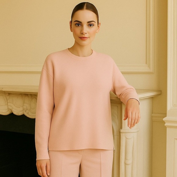 Levi's Sweaters - Levi's‎ Sweater Womens XS Pink Blush Crewneck Side Zip Knit Pullover Balletcore